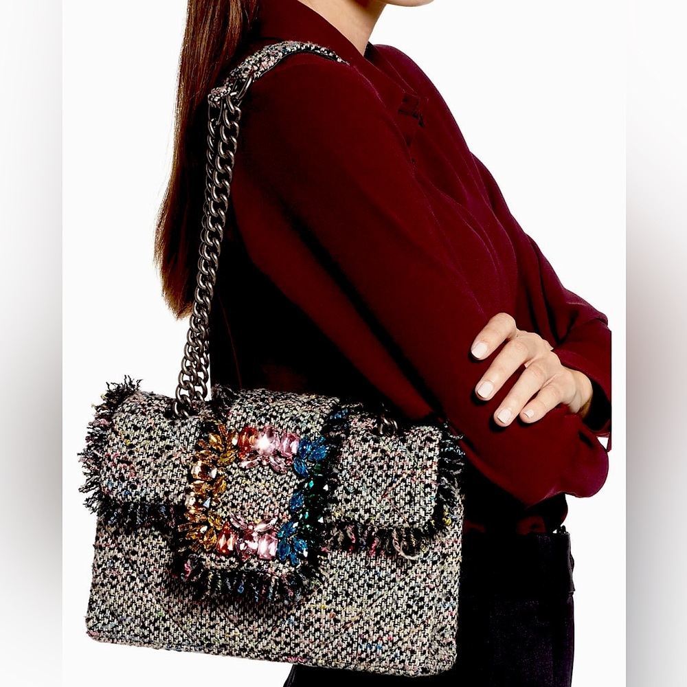 KURT GEIGER London Mayfair Tweed Shoulder Bag